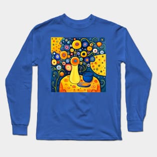 Cute Abstract Flowers in a Yellow Vase Long Sleeve T-Shirt